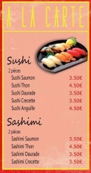 Menu Allo'Sushi84 - Les sushis et sashimi