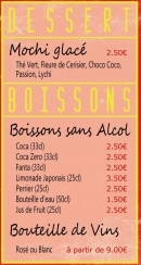 Menu Allo'Sushi84 - Les desserts et boissons