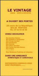 Menu Le Vintage - Carte et menu Le Vintage Pertuis
