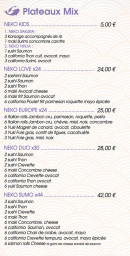 Menu Neko Sushi - Plateaux mix