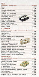 Menu Neko Sushi - Maki, california et rolls