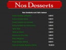 Menu Parma pizza - Les desserts