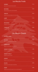 Menu Le Libanais - Les mezzés