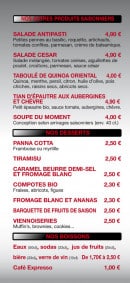 Menu Rossini - Desserts, boissons et autre produits