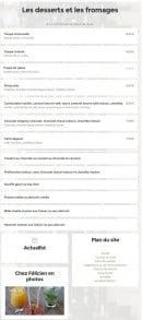 Menu Chez Félicien - Les desserts et les fromages