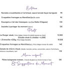 Menu Coeur d'artich'Ô - La carte