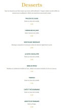 Menu Bistro Launa - Les desserts
