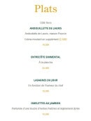 Menu Bistro Launa - Les plats
