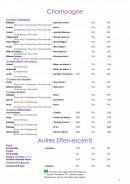 Menu Côteaux et  Fourchettes - Les champagnes et autres effervescents