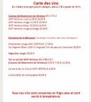 Menu Le Chalet Liotard - Vins