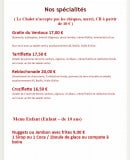 Menu Le Chalet Liotard - Spécialités et menu enfant 