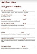 Menu La Farigoule - Les salades, les pâtes et grands salades