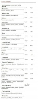 Menu La Farigoule - Les pizzas
