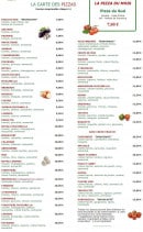 Menu Pizza chez Wilfrid - Les pizzas