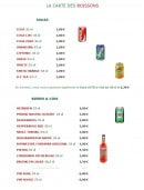 Menu Pizza chez Wilfrid - Les boissons, le chausson et les desserts