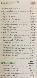 Menu Le Saigon - Les spécialités et brochettes