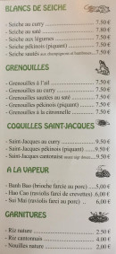 Menu Le Saigon - Les blancs de seiche, grenouilles et garnitures,...