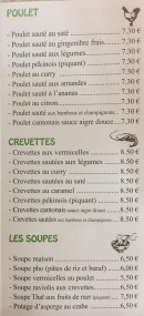 Menu Le Saigon - Les poulet, crevettes et soupes