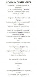 Carte et menu de Le Domaine de Capelongue à Bonnieux — Le menu aux quatre vents
