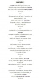 Carte et menu de Le Domaine de Capelongue à Bonnieux — Les entrées