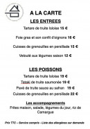 Menu La Pointe Noire - Les entrées, poissons
