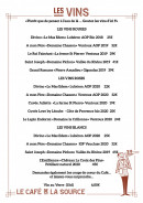 Menu Le café de la source - Les vins