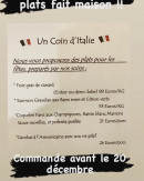 Carte et menu de Un Coin D´Italie à Camaret sur Aigues — Un exemple de menu du jour