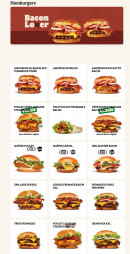 Menu Burger King - Les hamburgers