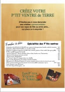 Menu Les Ptits Ventres de Terre - Spécialités 