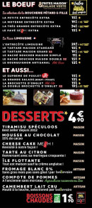 Menu Meuh ! - Les bœufs, desserts, ...