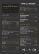 Menu Villa 128 - Boissons