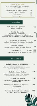 Menu Angani - Les entrées, fraicheur, ...