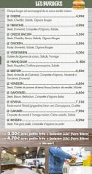 Menu La Fabrique - Les burgers