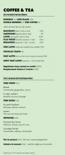 Menu Mayday - Les coffee et Tea