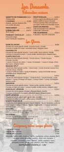 Menu Océan Café - Les desserts