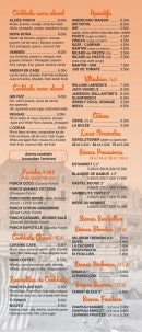 Menu Océan Café - Les cocktails, apéritifs, whiskies...
