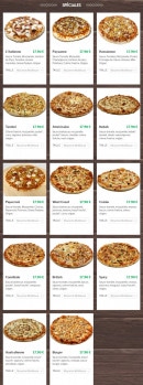 Menu Pizza West - Les spéciales