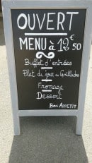 Carte et menu de Auberge des 4 chemins à Essarts en Bocage  — Exemple de menu
