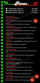 Carte et menu de la petite fringale 85 à Belleville sur Vie — les pizzas