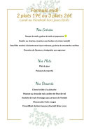 Carte et menu de La Glycine à Fontenay le Comte — Formule midi