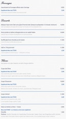 Carte et menu de L'auberge Des Etiers à Beauvoir sur Mer — Les fromages, desserts, ...