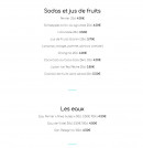 Carte et menu de La Houle à Saint Hilaire de Riez — Les sodas et jus de fruits et eaux