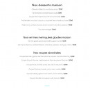 Carte et menu de La Houle à Saint Hilaire de Riez — Les desserts et coupes alcoolisées