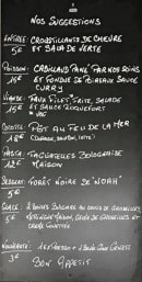 Menu Coté Bistrot - Un exemple de suggestion du jour