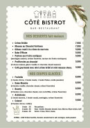 Menu Coté Bistrot - Les desserts et coupes glacées