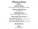 Carte et menu de Equinoxe à La Tranche sur Mer — Le menu saveur