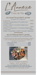 Carte et menu de L'Annexe à La Tranche sur Mer — Assiettes et plateaux de fruits de mer