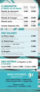 Menu La Crêpouse - Le menu à grignoter, salades et huitres