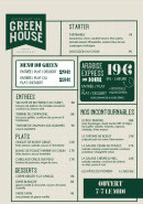 Menu GreenHouse - La carte