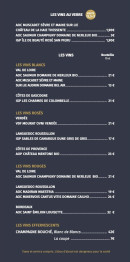Menu Le Bistrot De Bourgenay - Les vins